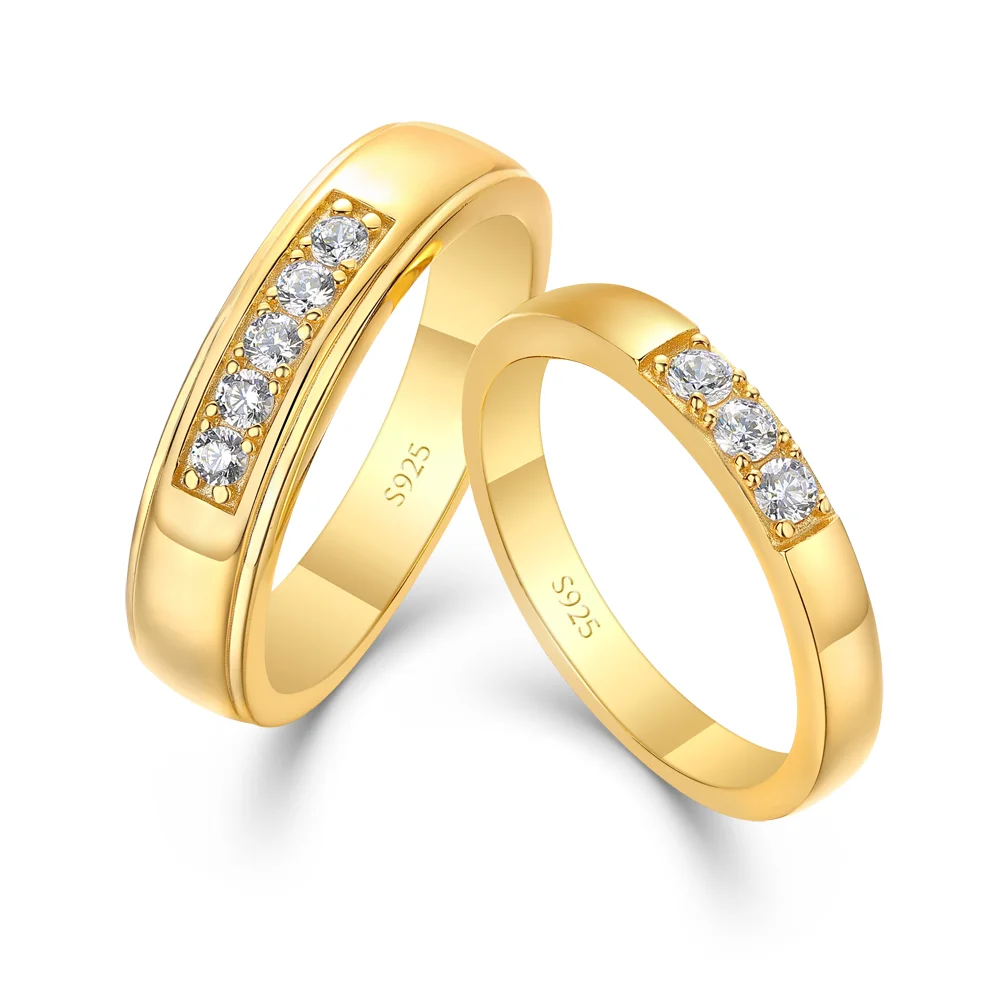 Rond gesneden Diamantwit Sterling Zilver Geelgoud Paarringen