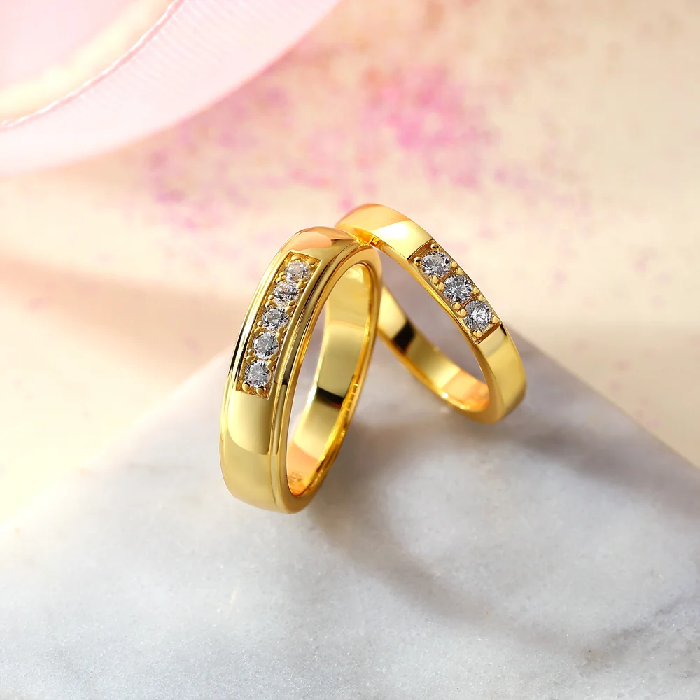 Rond gesneden Diamantwit Sterling Zilver Geelgoud Paarringen