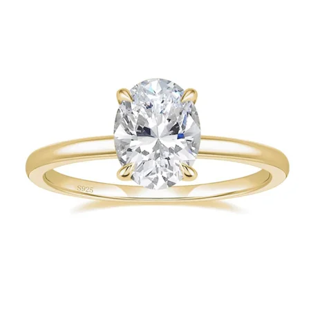 Ovaal geslepen Diamantwit sterling zilveren solitaire verlovingsring