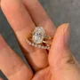 Ovaal geslepen Diamantwit sterling zilver Geelgoud Halo trouwringenset